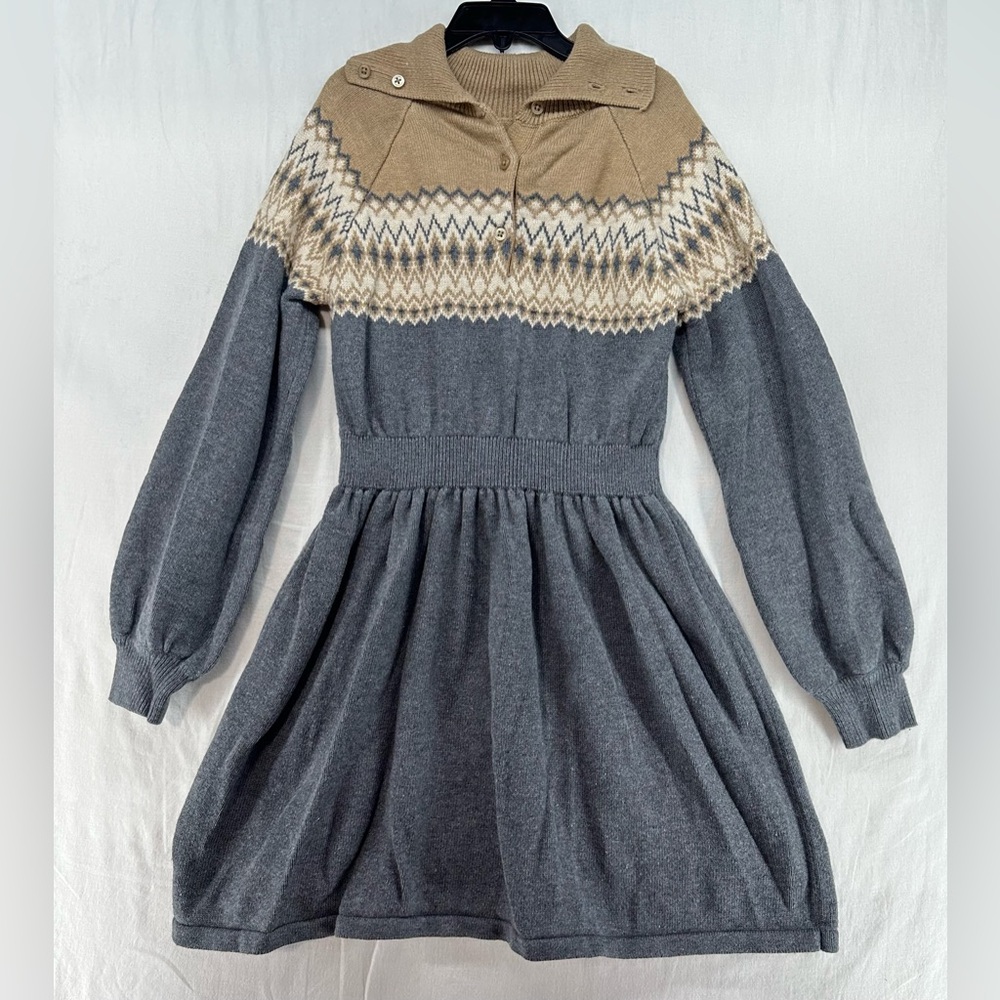 Janie and Jack Gray and Tan Knit Sweater Dress